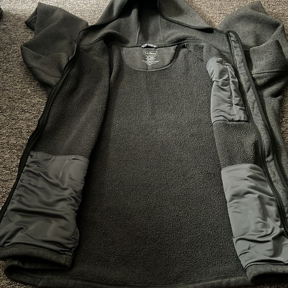 L.L. Bean Men's XL tall Sweater Fleece Full Zip Hooded Jacket Coat Green - Picture 5 of 5